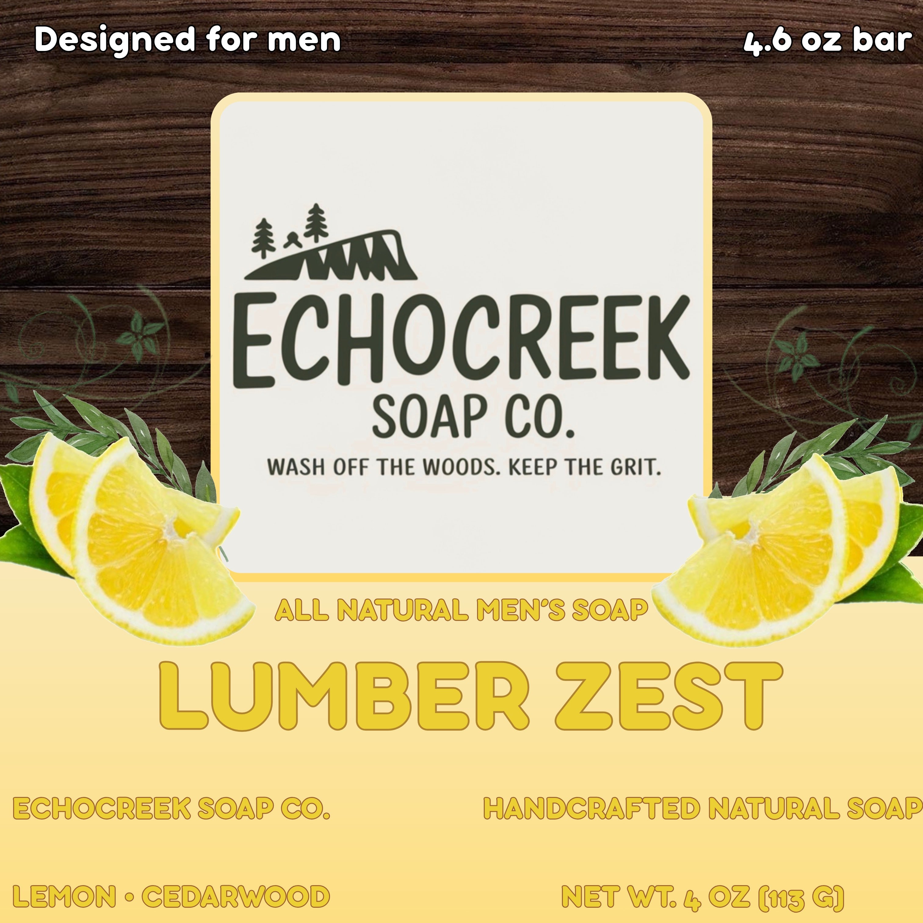 EchoCreek Lumber & Zest All-Natural Men's Bar Soap